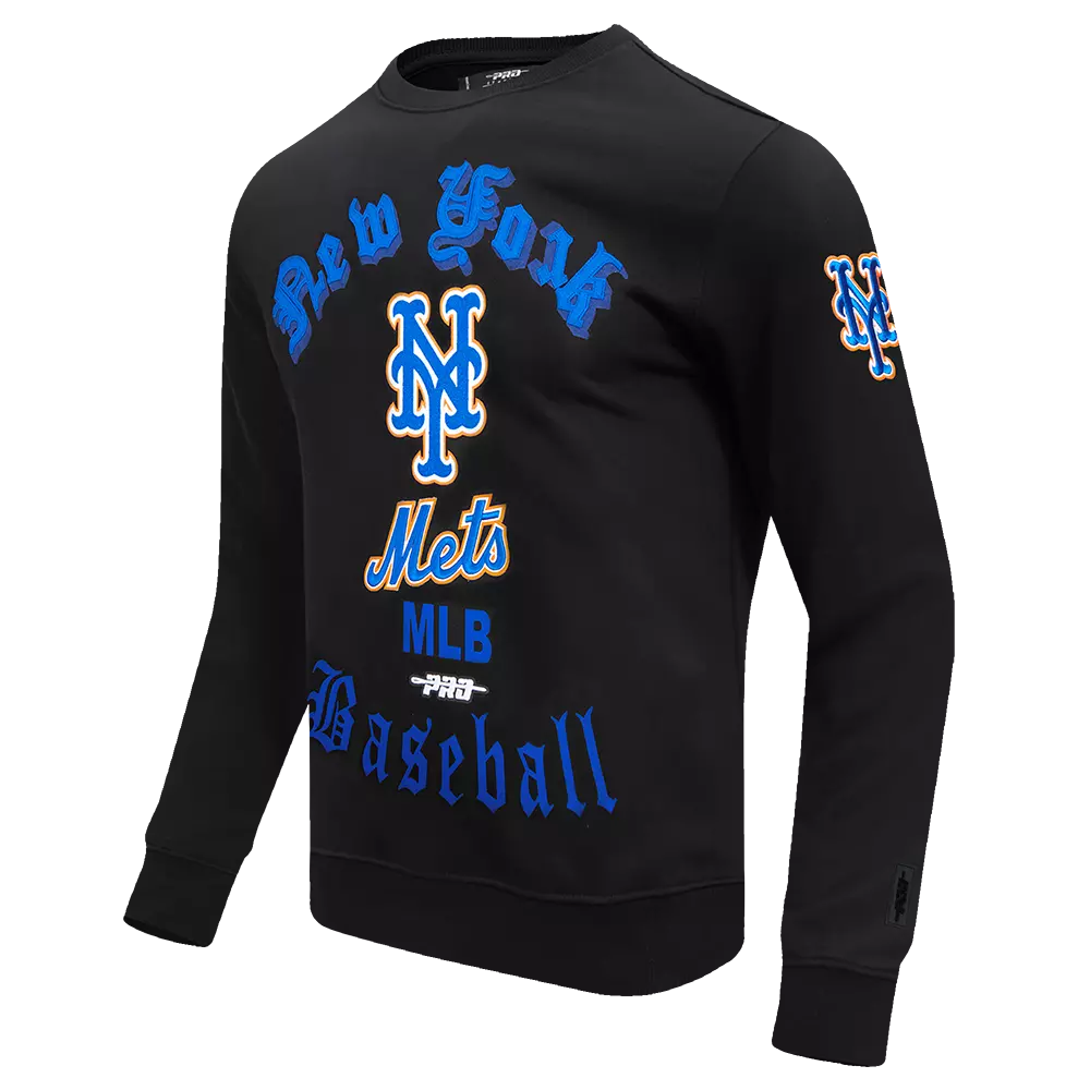 Pro Standard Men's MLB New York Mets Old English Crewneck -Black - BLACK