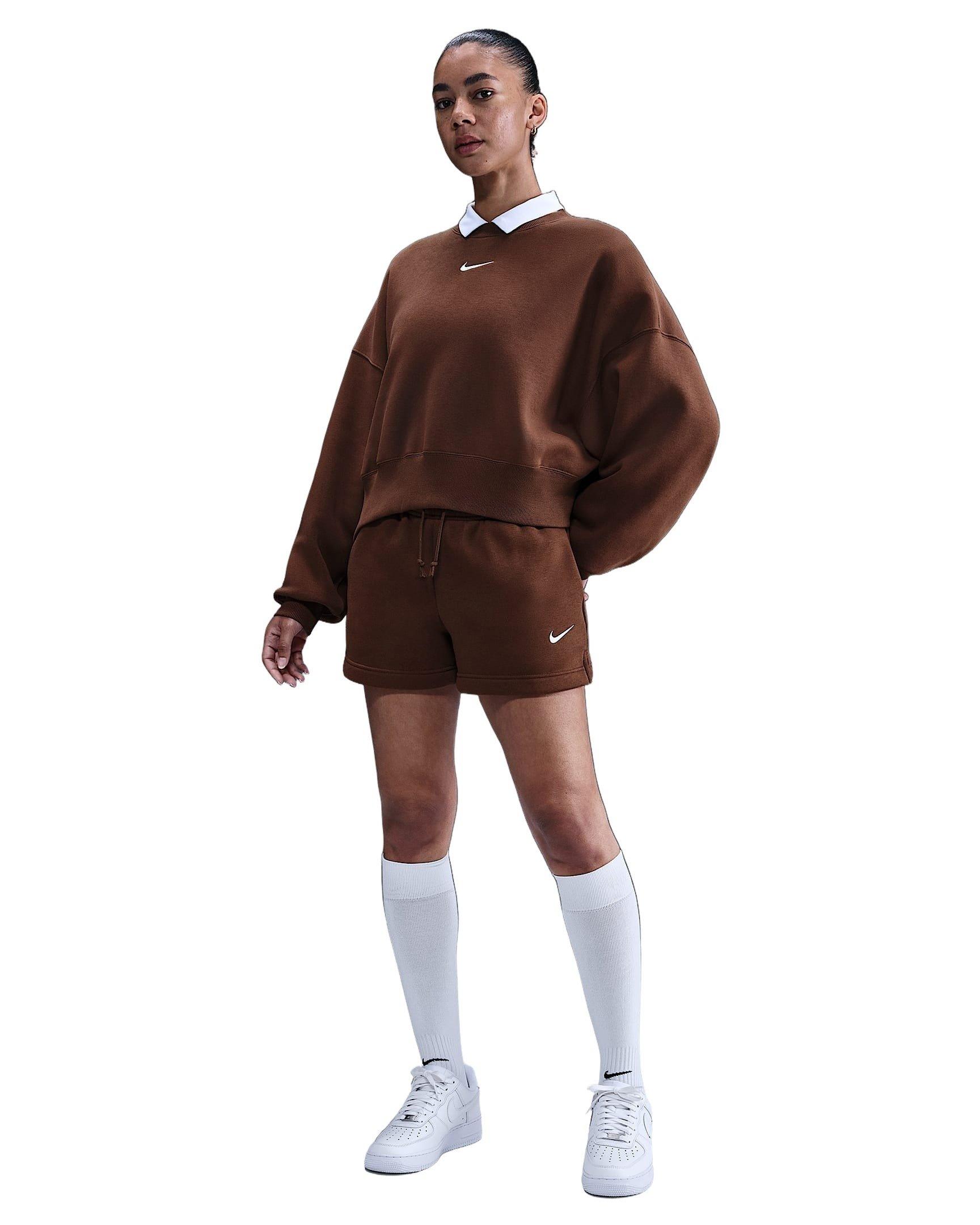 Nike Women's Sportswear Phoenix Fleece Over-Oversized Crew-Neck Sweatshirt -Brown - BROWN Thumbnail View 4