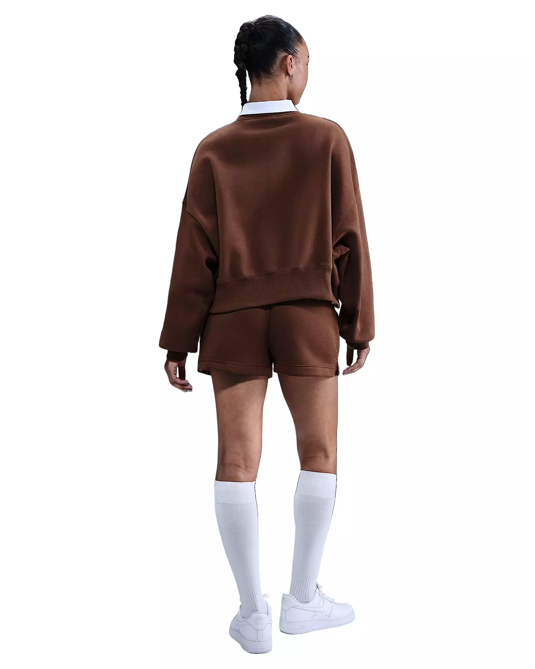 Nike Women's Sportswear Phoenix Fleece Over-Oversized Crew-Neck Sweatshirt -Brown - BROWN