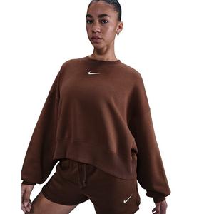 Nike Women's Sportswear Phoenix Fleece Over-Oversized Crew-Neck Sweatshirt -Brown