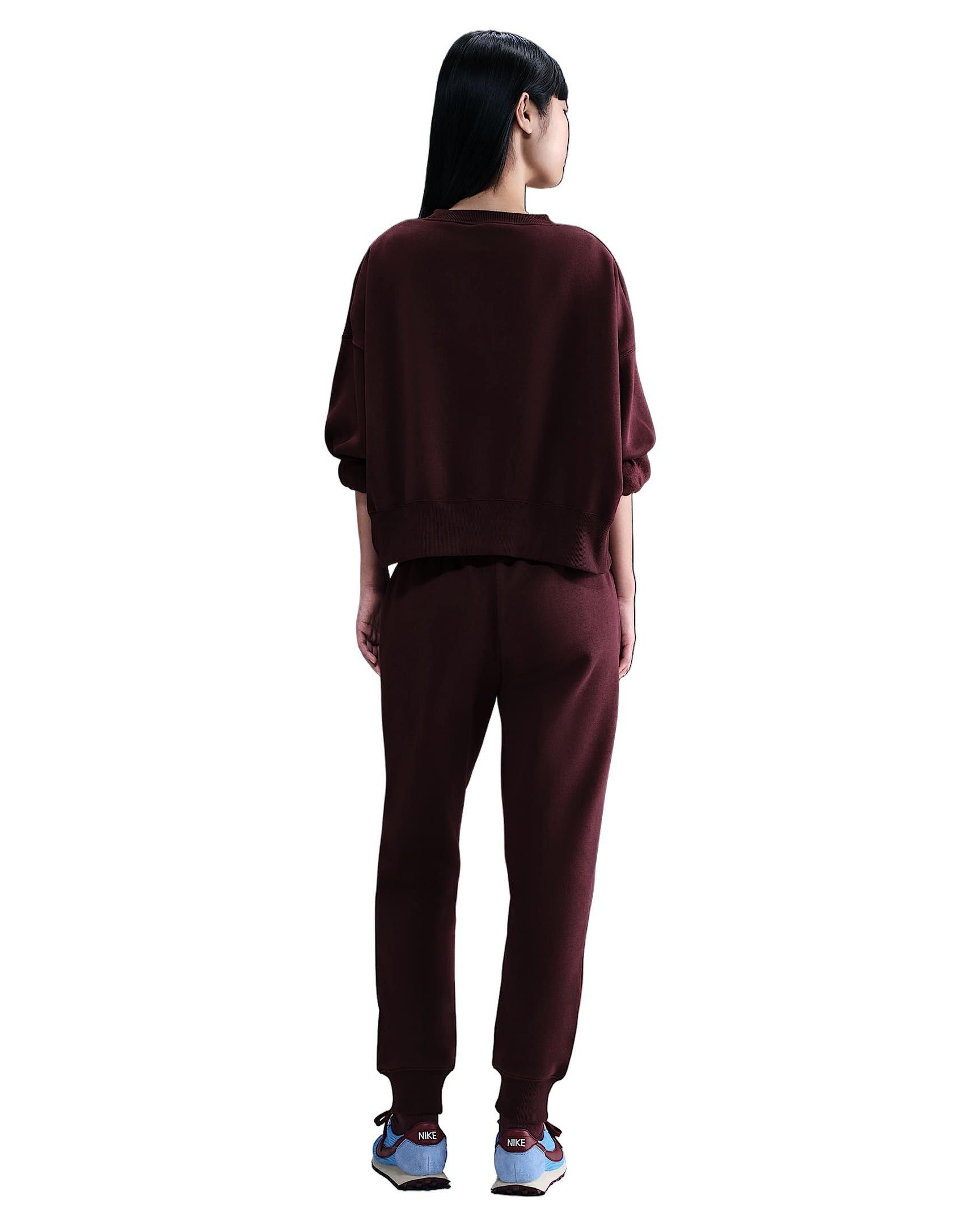 Nike Women's Sportswear Phoenix Fleece Over-Oversized Crew-Neck Sweatshirt -Burgundy - BURGUNDY Thumbnail View 5