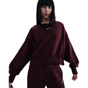 Nike Women's Sportswear Phoenix Fleece Over-Oversized Crew-Neck Sweatshirt -Burgundy