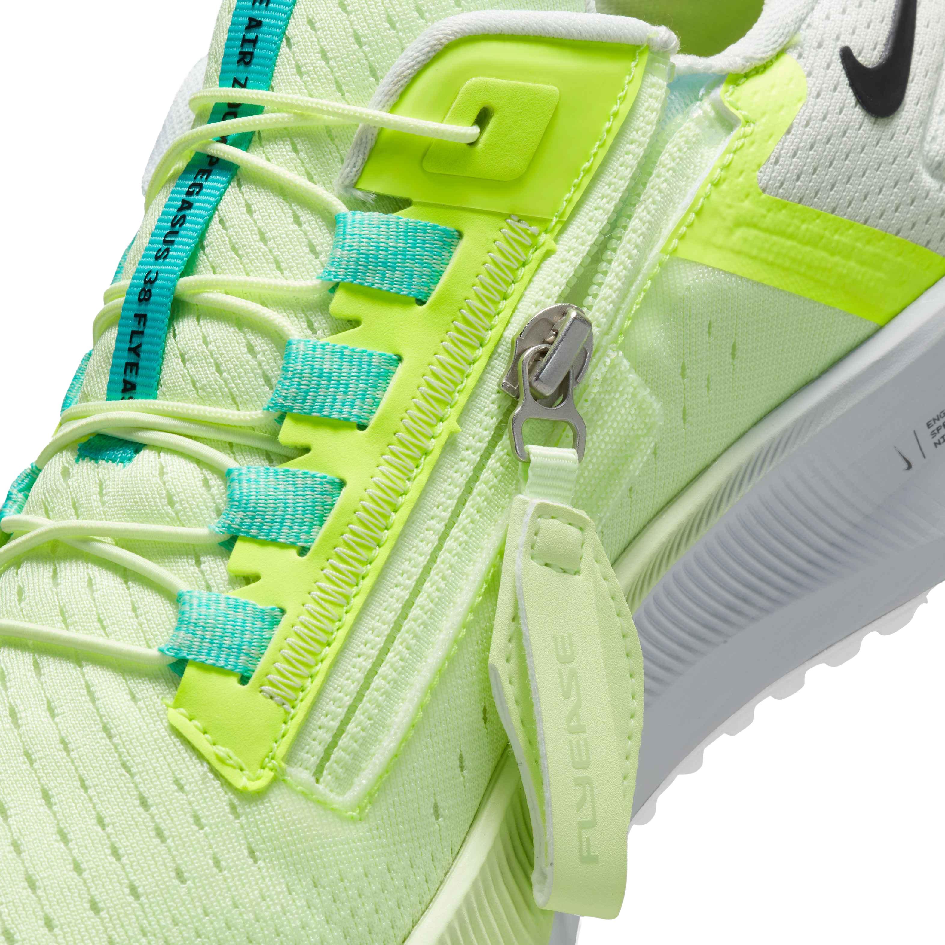 Nike Air Zoom Pegasus 38 FlyEase "Barely Volt/Black/Volt/Aurora Green" Women's Running Shoe - YELLOW Thumbnail View 8