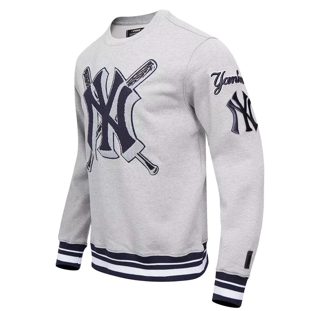 Pro Standard Men's MLB New York Yankees Mashup Rib Crewneck - Grey/Navy - GREY/NAVY