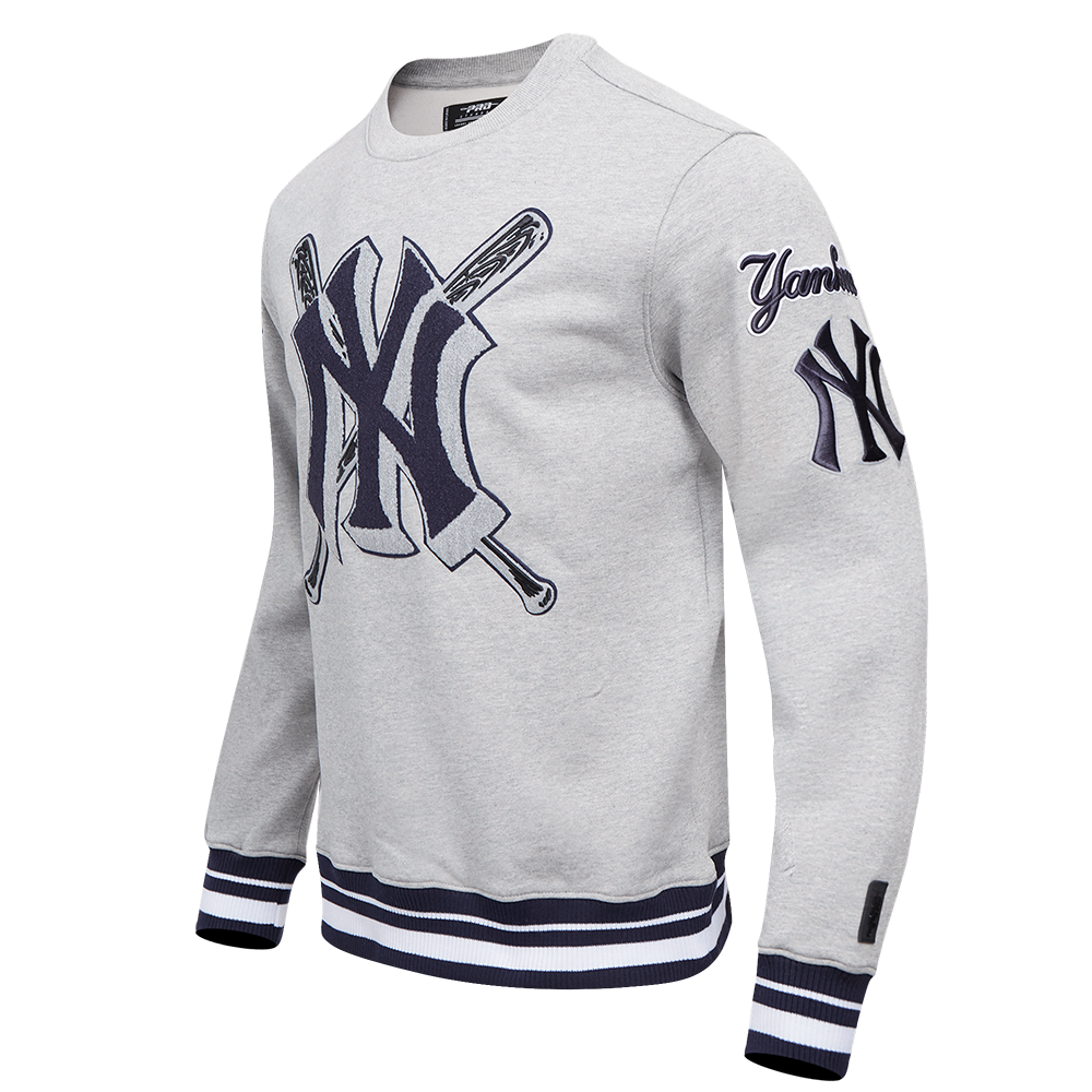 Pro Standard Men's MLB New York Yankees Mashup Rib Crewneck -Grey/Navy - GREY/NAVY Thumbnail View 3