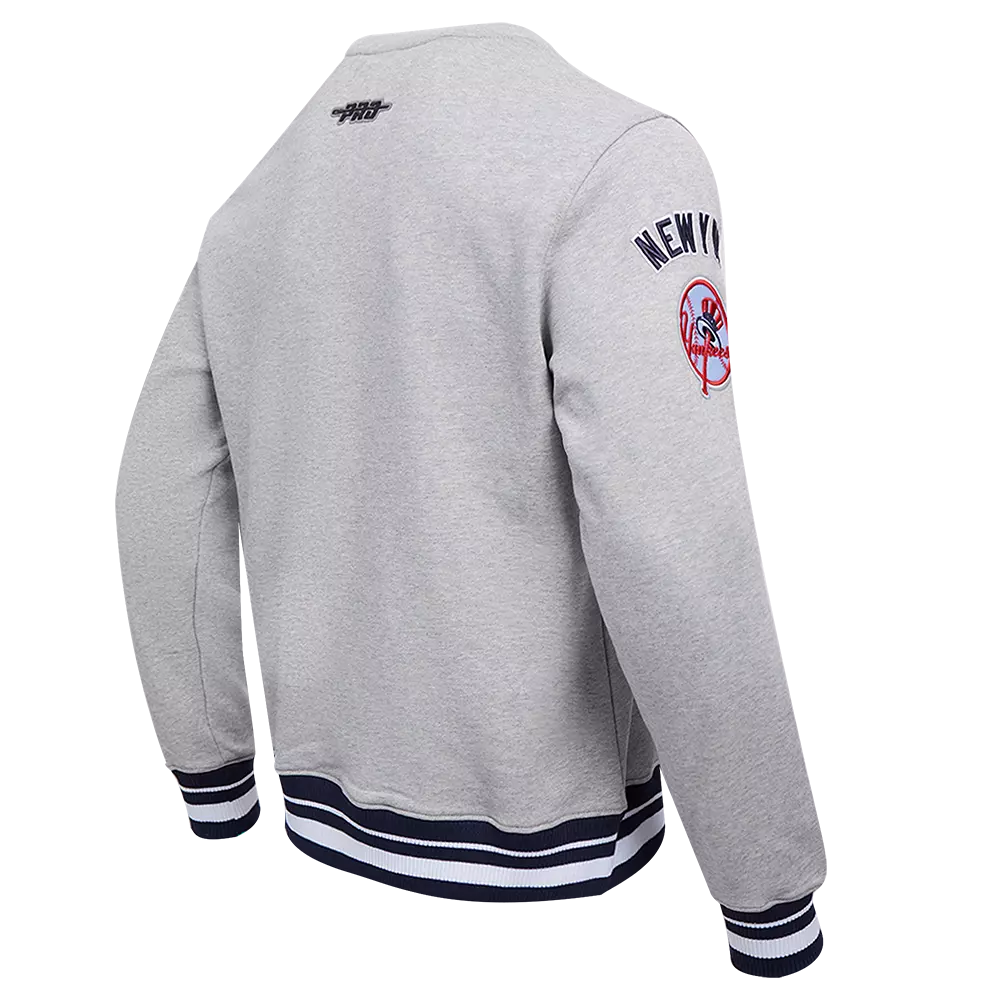 Pro Standard Men's MLB New York Yankees Mashup Rib Crewneck - Grey/Navy - GREY/NAVY
