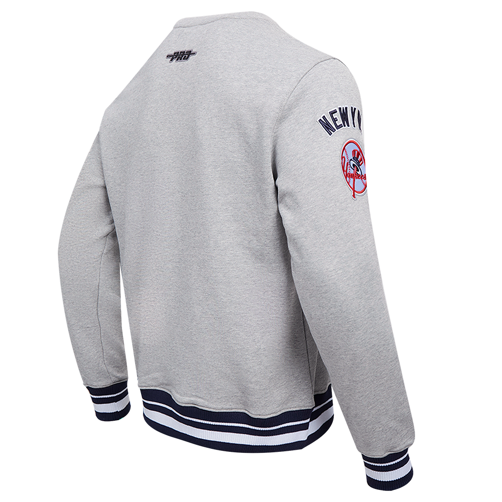 Pro Standard Men's MLB New York Yankees Mashup Rib Crewneck -Grey/Navy - GREY/NAVY Thumbnail View 4