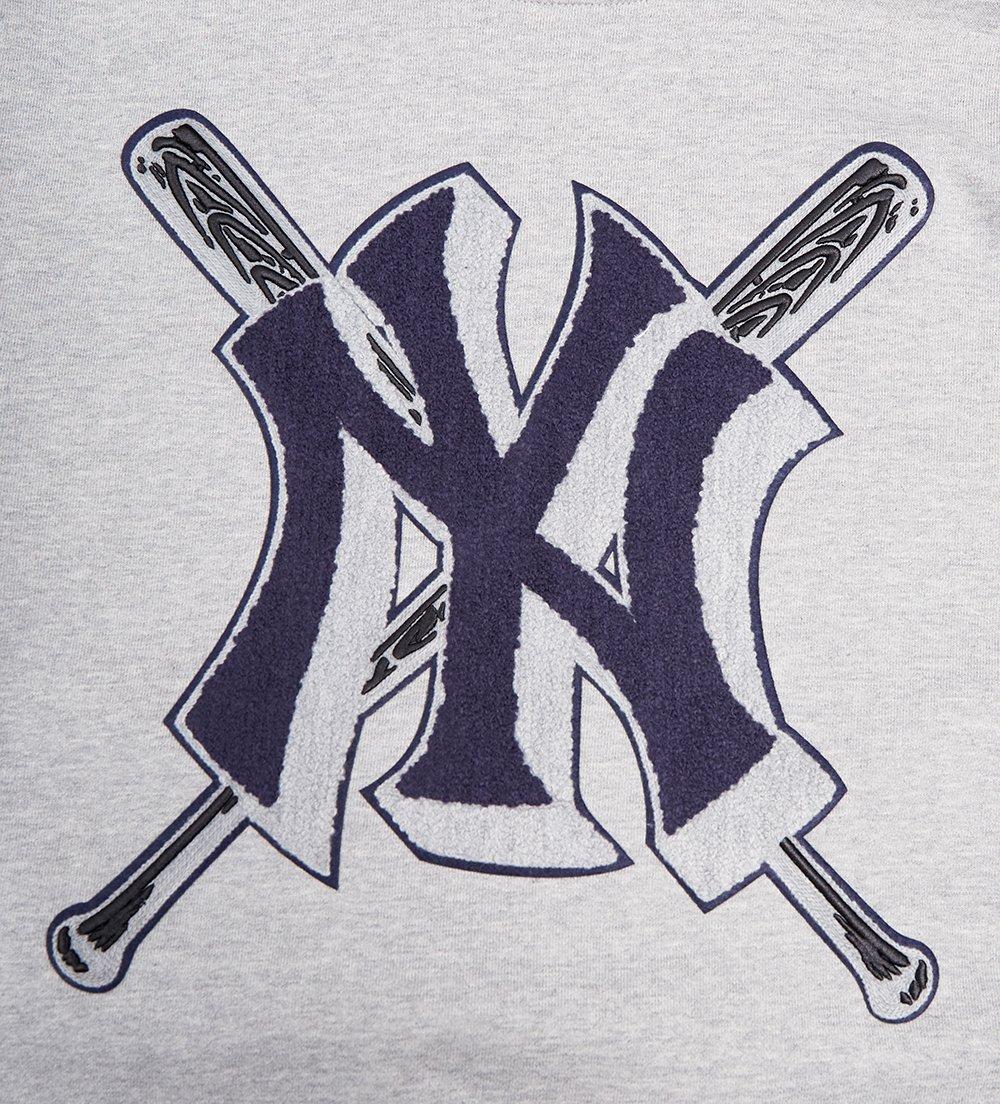 Pro Standard Men's MLB New York Yankees Mashup Rib Crewneck - Grey/Navy - GREY/NAVY Thumbnail View 5