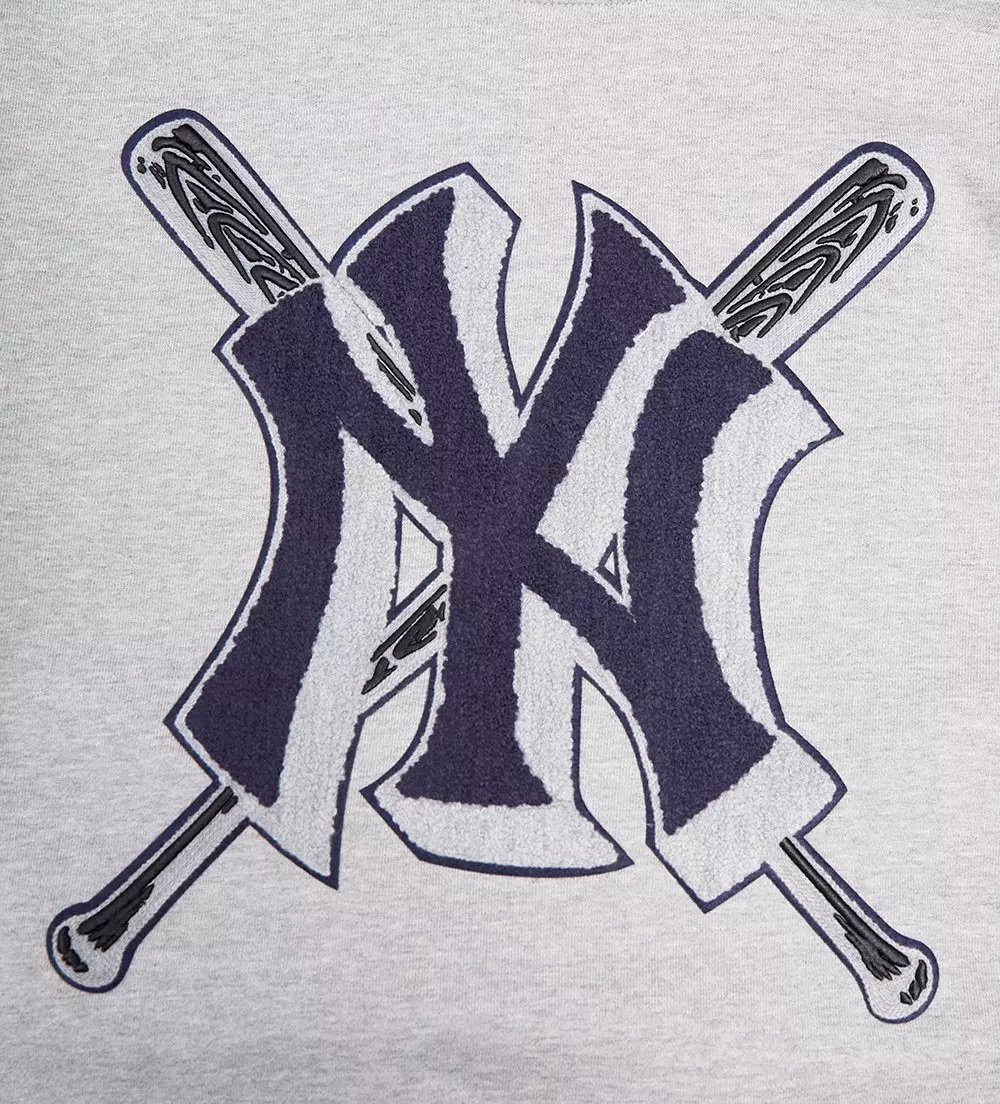 Pro Standard Men's MLB New York Yankees Mashup Rib Crewneck - Grey/Navy - GREY/NAVY