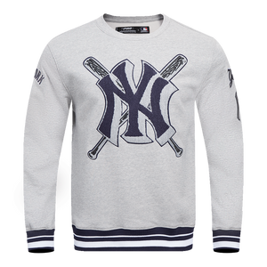 Pro Standard Men's MLB New York Yankees Mashup Rib Crewneck -Grey/Navy
