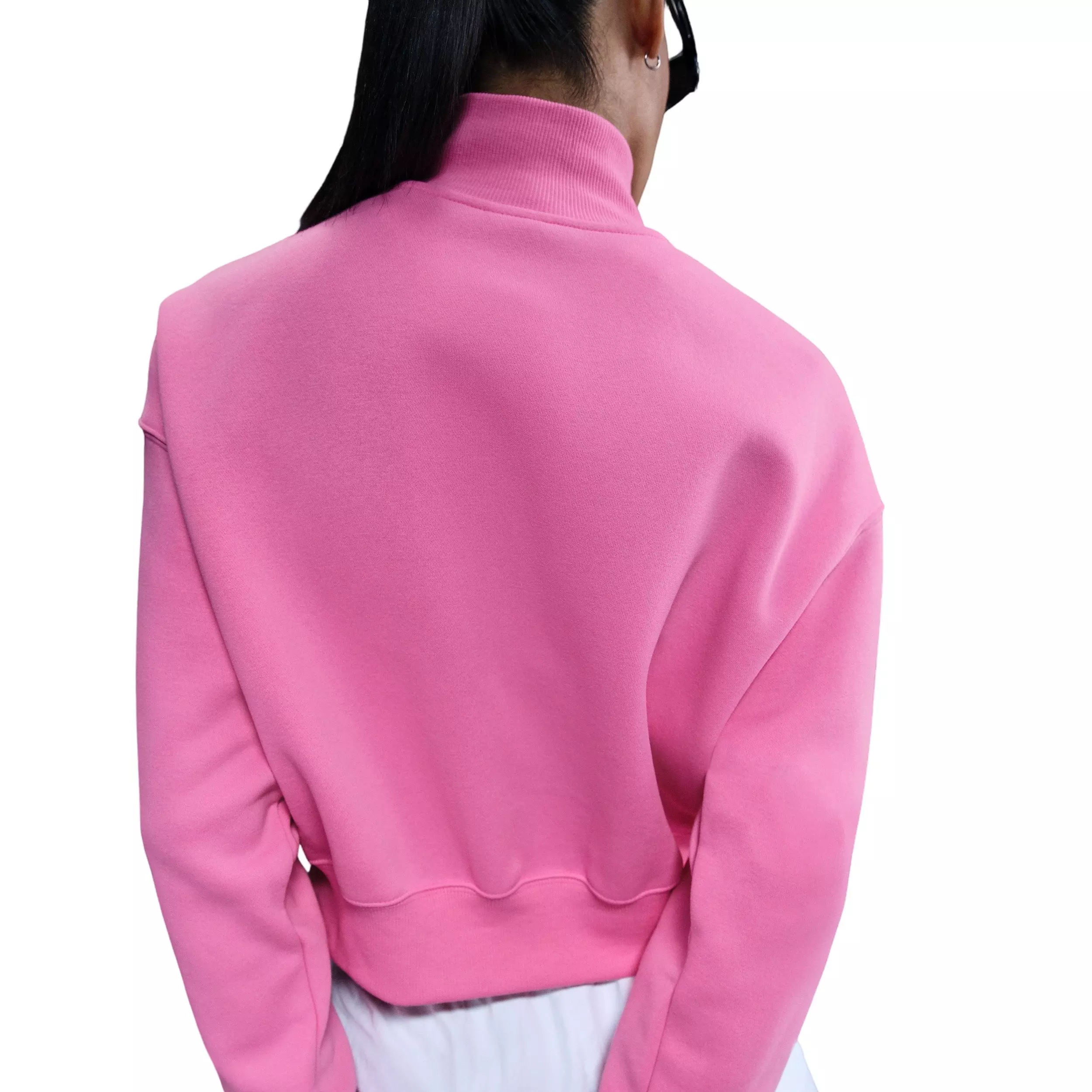 Nike Women's Sportswear Phoenix Fleece 1/4-Zip Cropped Sweatshirt -Pink - PINK