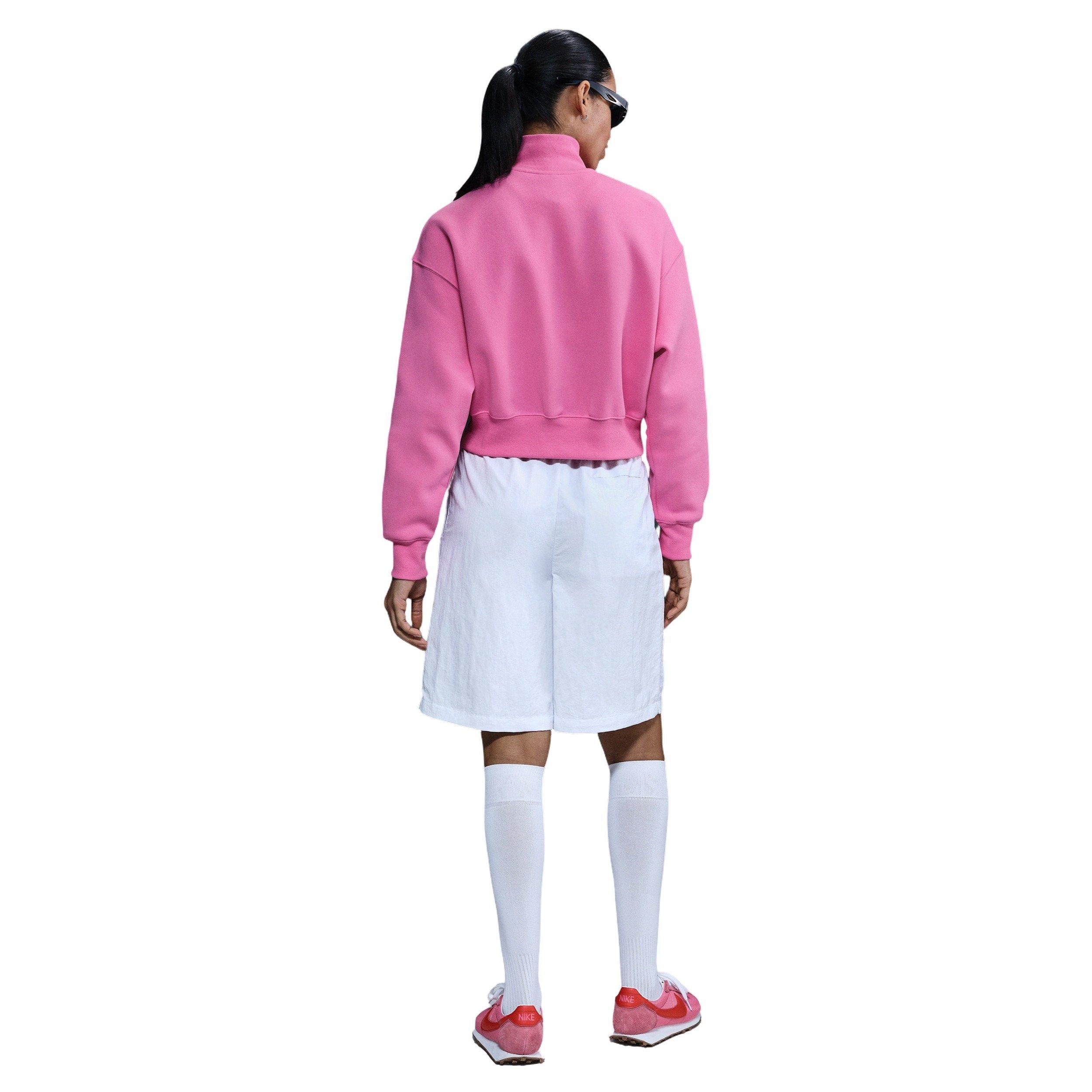 Nike Women's Sportswear Phoenix Fleece 1/4-Zip Cropped Sweatshirt - Pink - PINK Thumbnail View 5
