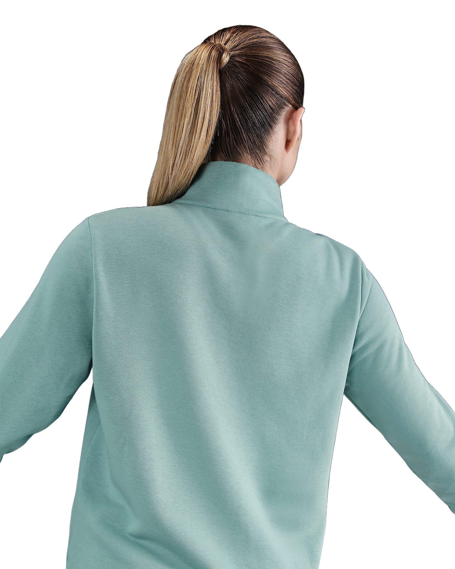 Nike Women's Sportswear Club Fleece Standard 1/4-Zip Sweatshirt -Green/White - GREEN/WHITE Thumbnail View 2