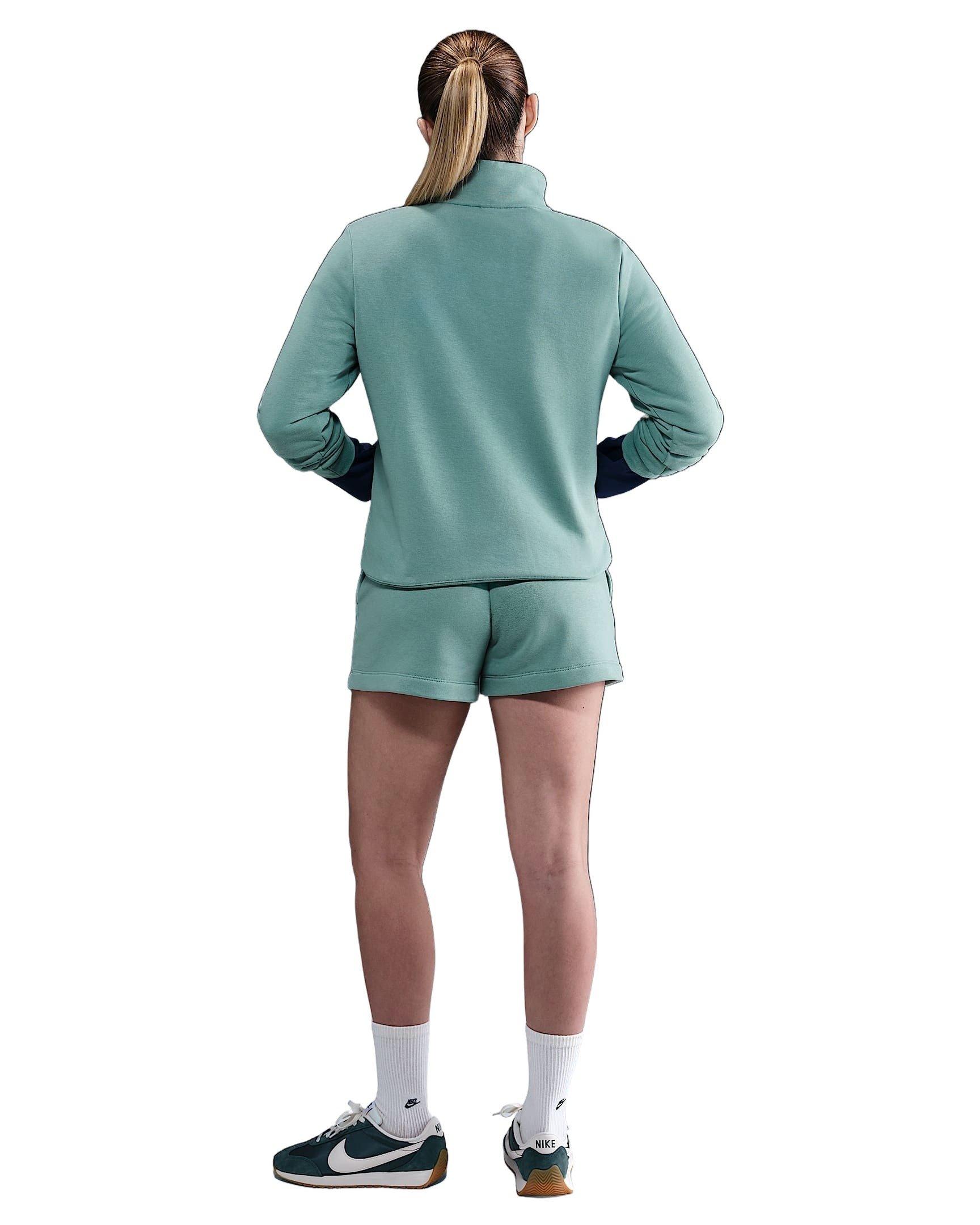 Nike Women's Sportswear Club Fleece Standard 1/4-Zip Sweatshirt - Green/White - GREEN/WHITE Thumbnail View 5