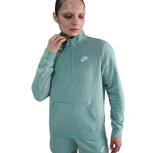 Nike Women's Sportswear Club Fleece Standard 1/4-Zip Sweatshirt -Green/White