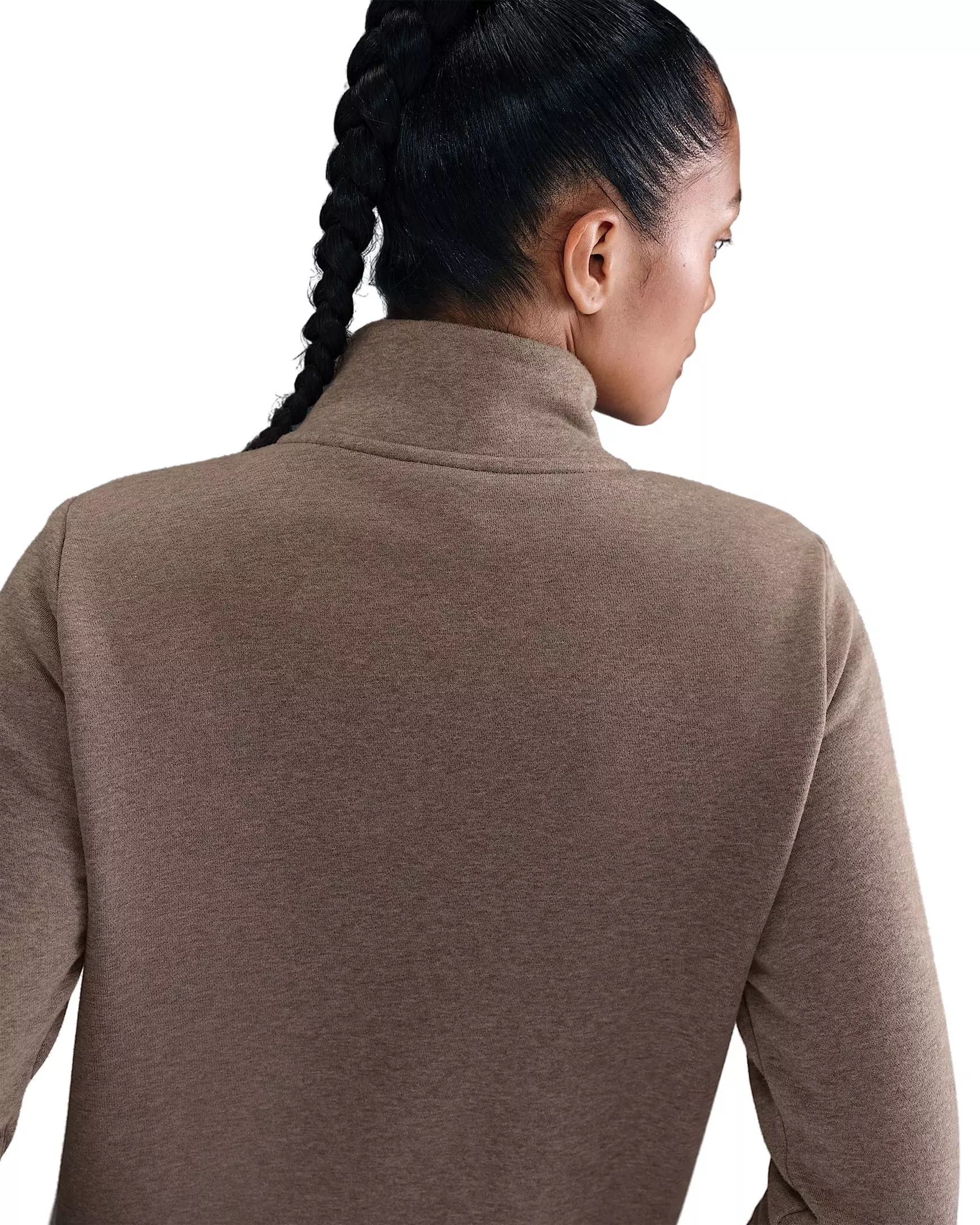 Nike Women's Sportswear Club Fleece Standard 1/4-Zip Sweatshirt - Brown/White - BROWN/WHITE