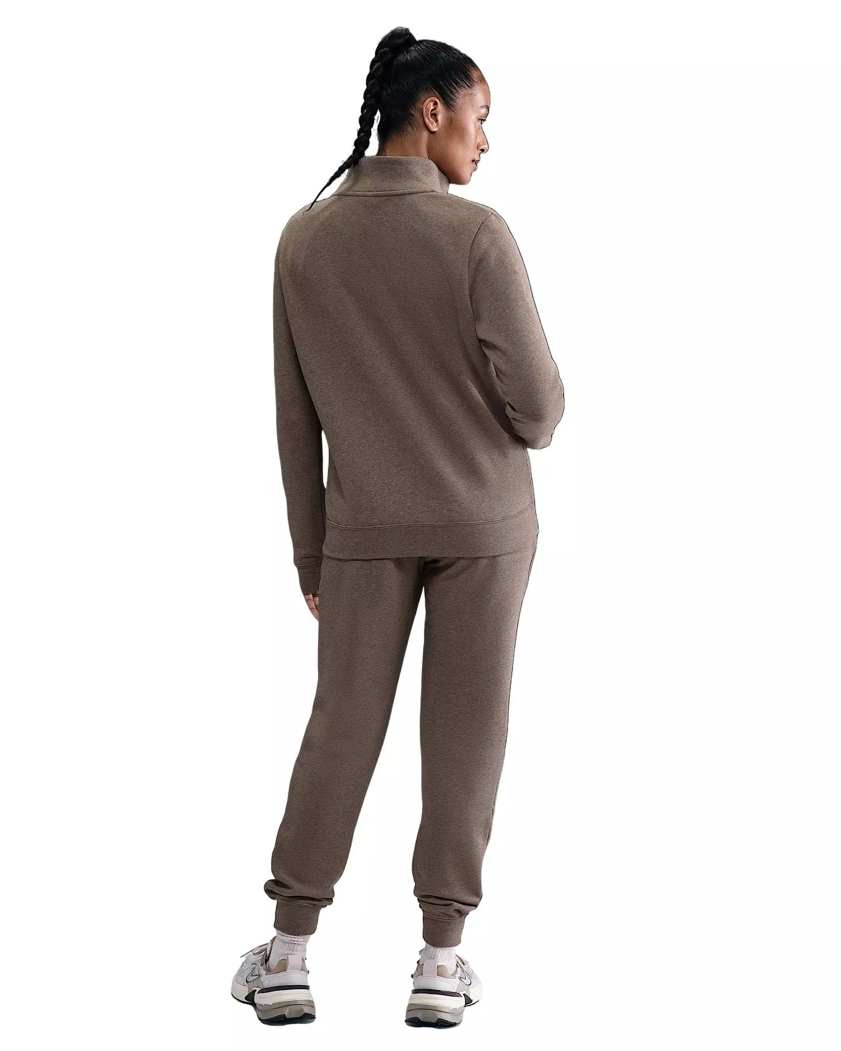 Nike Women's Sportswear Club Fleece Standard 1/4-Zip Sweatshirt - Brown/White - BROWN/WHITE