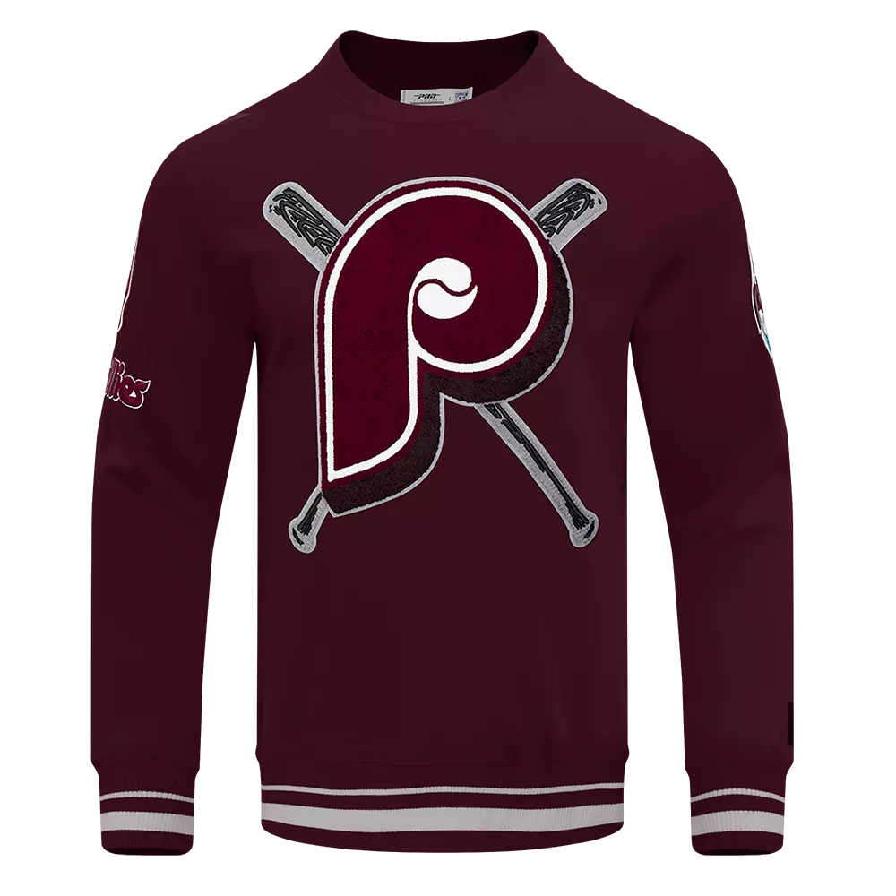 Pro Standard Men's MLB Philadelphia Phillies Retro Mashup Rib Crewneck - Wine - WINE