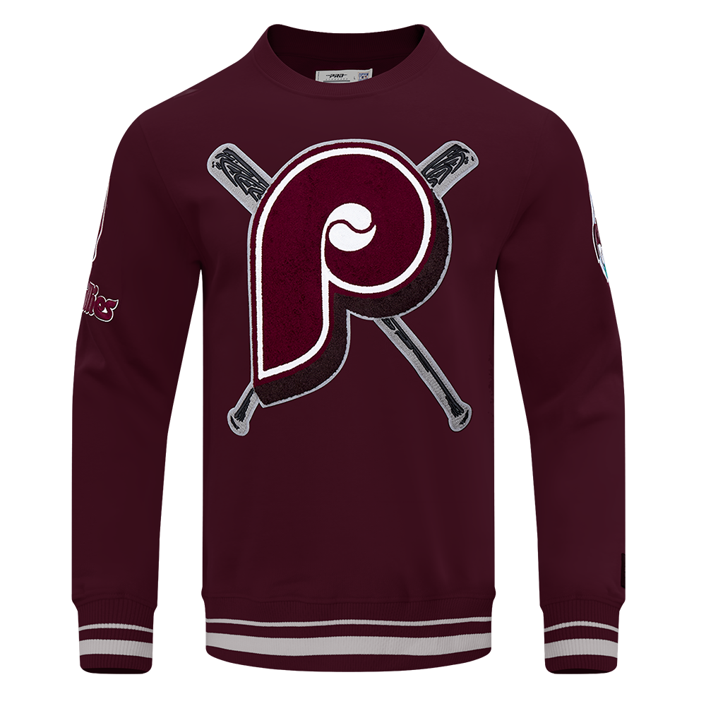 Pro Standard Men's MLB Philadelphia Phillies Retro Mashup Rib Crewneck -Wine - WINE Thumbnail View 1