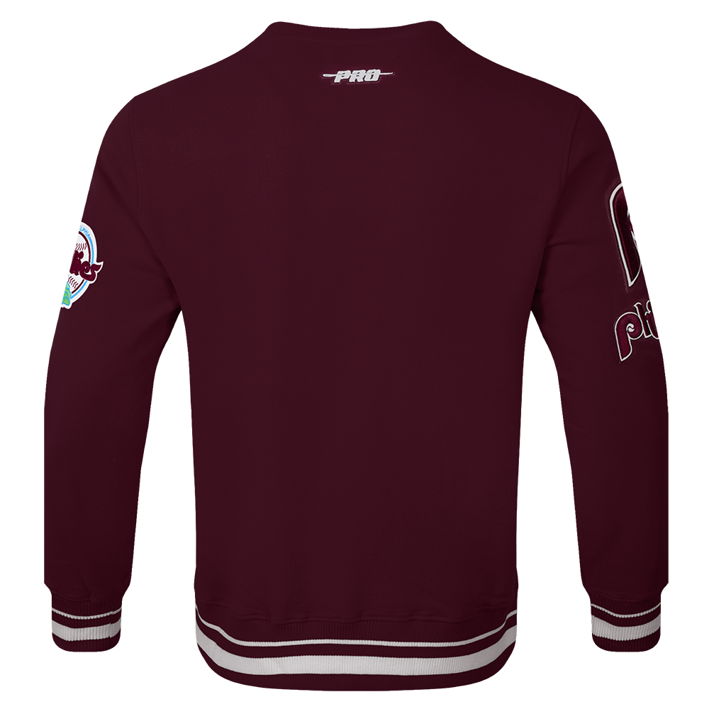 Pro Standard Men's MLB Philadelphia Phillies Retro Mashup Rib Crewneck - Wine - WINE Thumbnail View 2