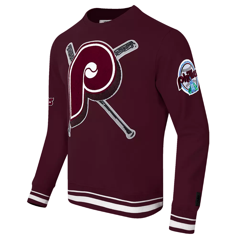Pro Standard Men's MLB Philadelphia Phillies Retro Mashup Rib Crewneck -Wine - WINE