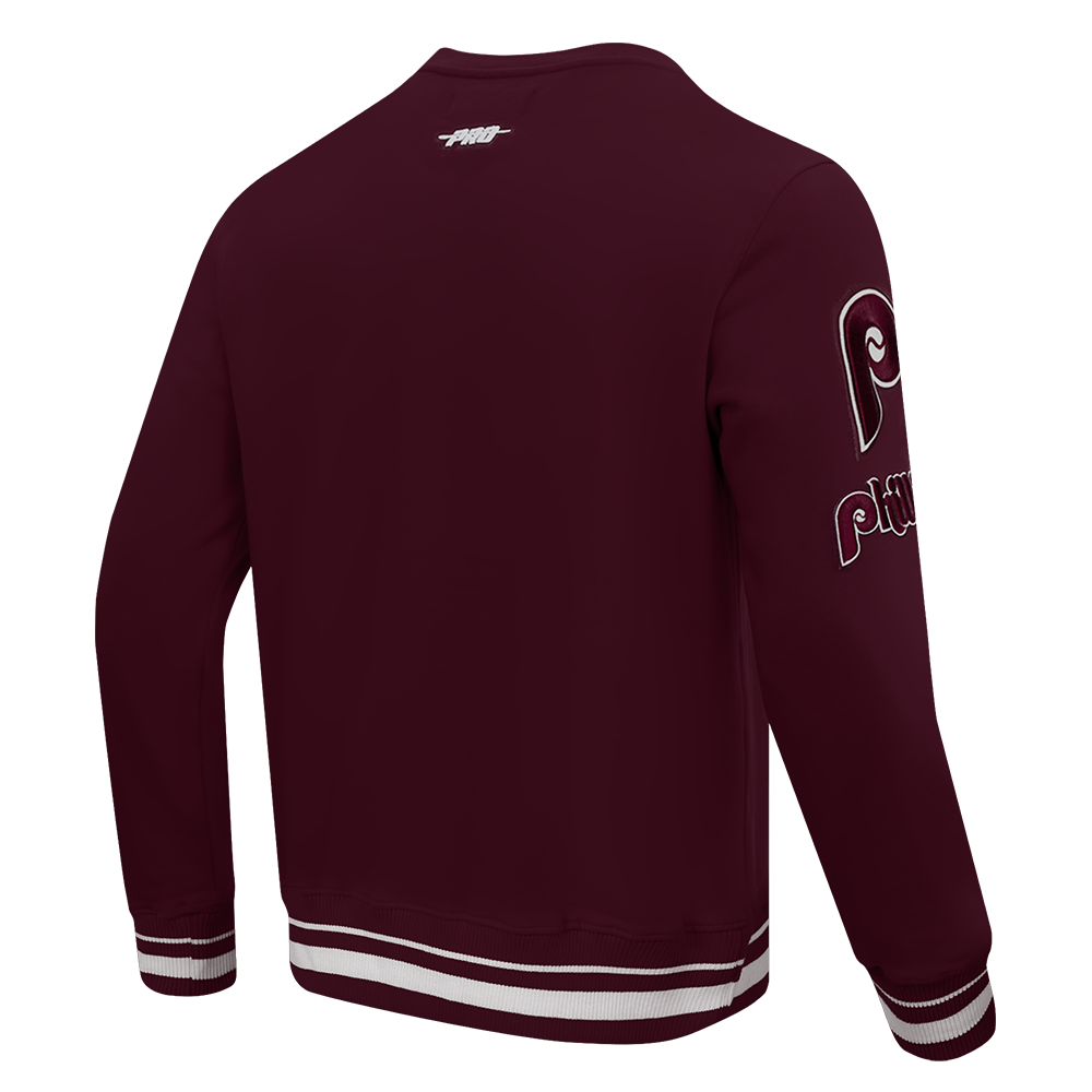 Pro Standard Men's MLB Philadelphia Phillies Retro Mashup Rib Crewneck -Wine - WINE Thumbnail View 4