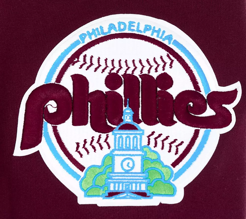 Pro Standard Men's MLB Philadelphia Phillies Retro Mashup Rib Crewneck -Wine - WINE