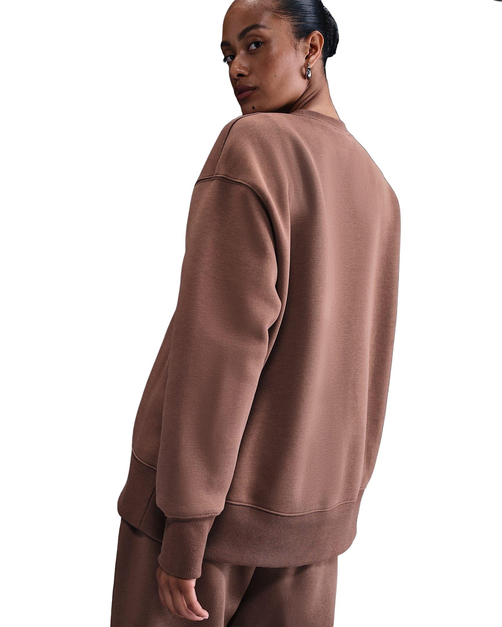 Nike Women's Sportswear Phoenix Fleece Oversized Long-Sleeve Crew-Neck Sweatshirt - Brown - BROWN Thumbnail View 2