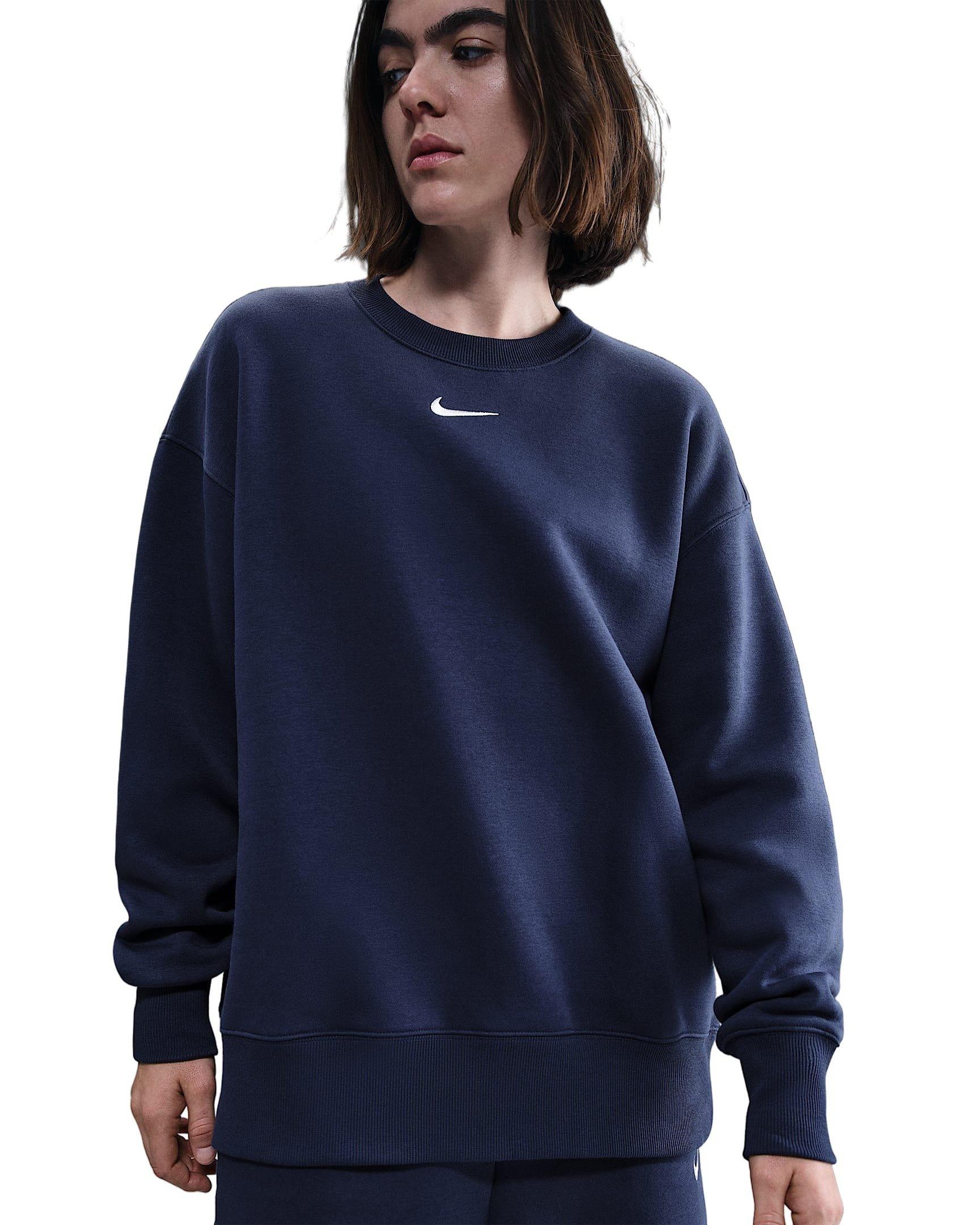 Nike Women's Sportswear Phoenix Fleece Oversized Long-Sleeve Crew-Neck Sweatshirt - Navy - NAVY Thumbnail View 1
