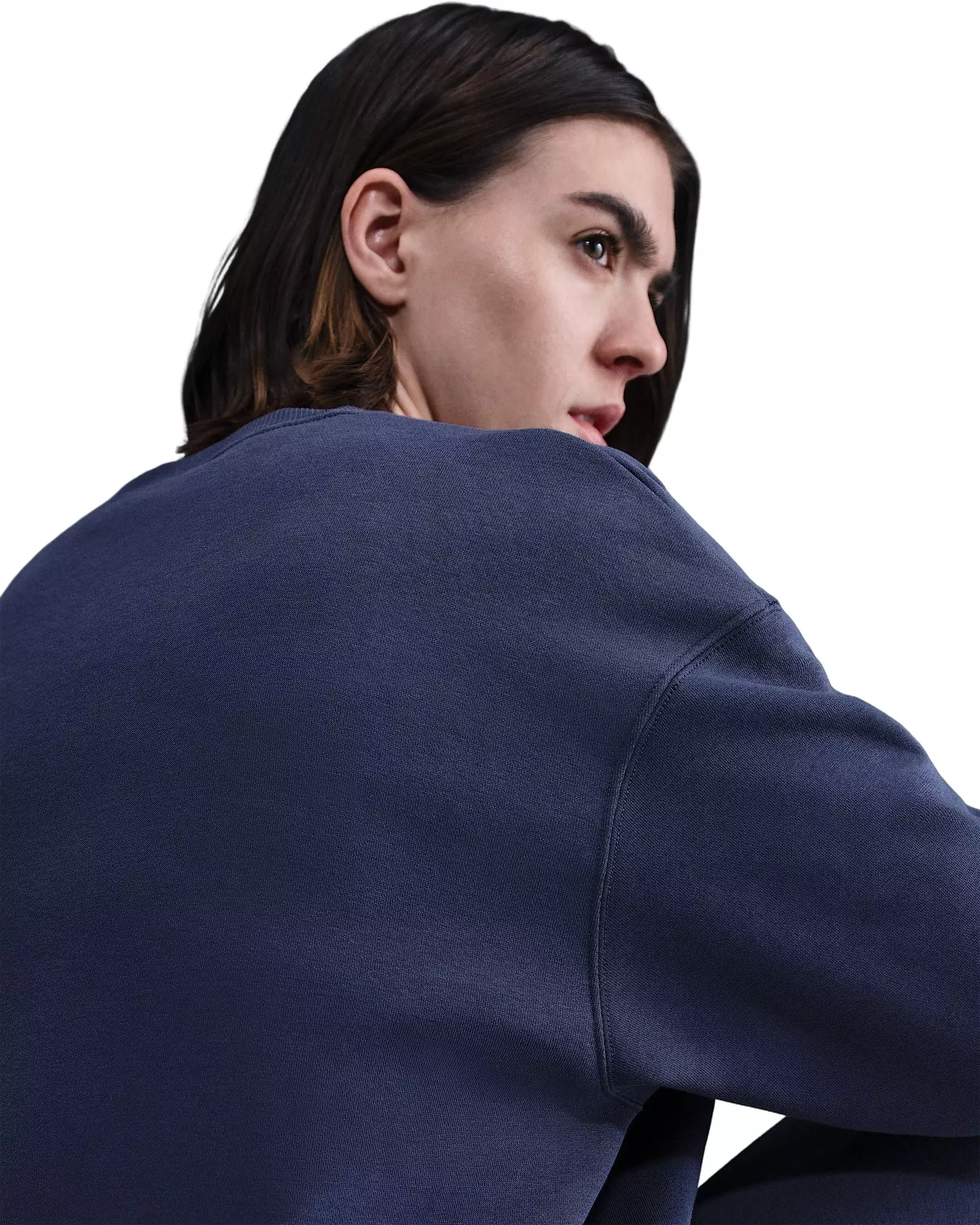 Nike Women's Sportswear Phoenix Fleece Oversized Long-Sleeve Crew-Neck Sweatshirt -Navy - NAVY