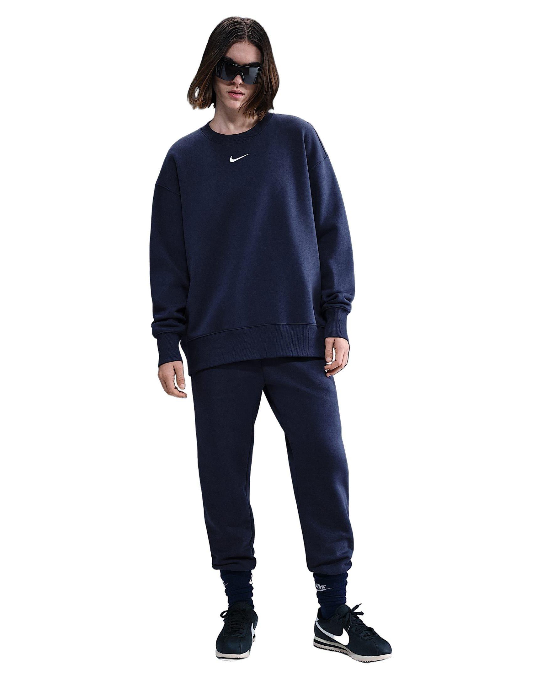 Nike Women's Sportswear Phoenix Fleece Oversized Long-Sleeve Crew-Neck Sweatshirt - Navy - NAVY Thumbnail View 4