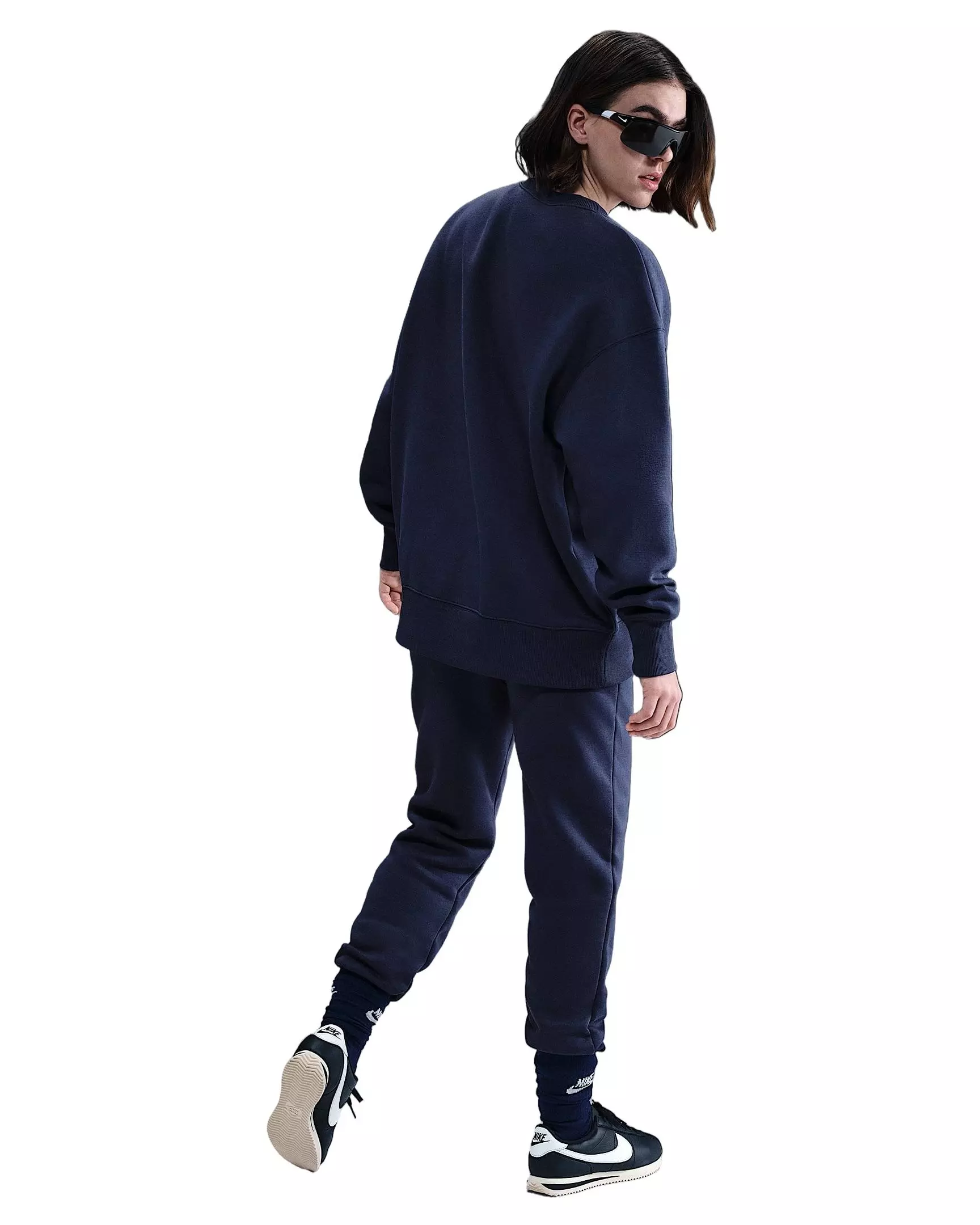 Nike Women's Sportswear Phoenix Fleece Oversized Long-Sleeve Crew-Neck Sweatshirt - Navy - NAVY