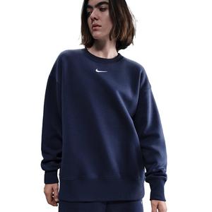Nike Women's Sportswear Phoenix Fleece Oversized Long-Sleeve Crew-Neck Sweatshirt -Navy