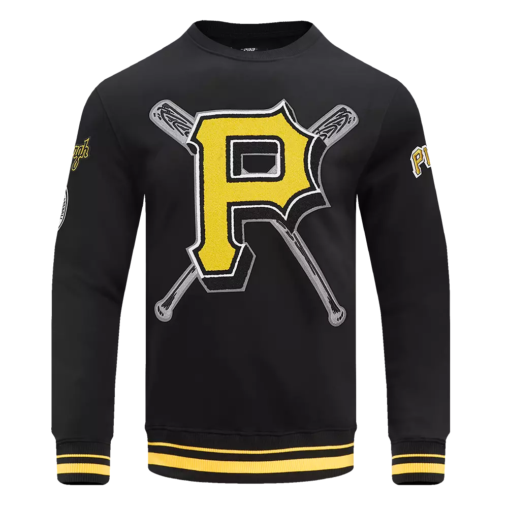 Pro Standard Men's MLB Pittsburgh Pirates Mashup Rib Crewneck -Black/Yellow - BLACK/YELLOW