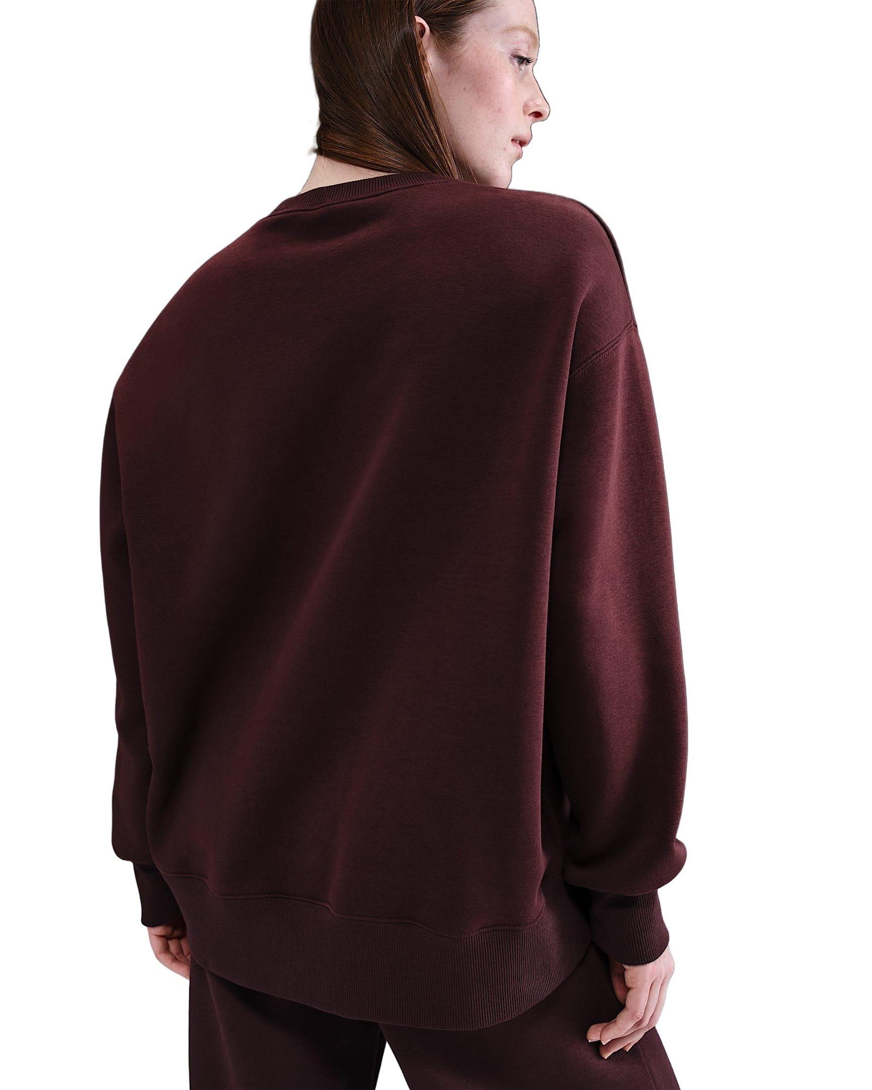 Nike Women's Sportswear Phoenix Fleece Oversized Long-Sleeve Crew-Neck Sweatshirt -Burgundy - BURGUNDY Thumbnail View 2