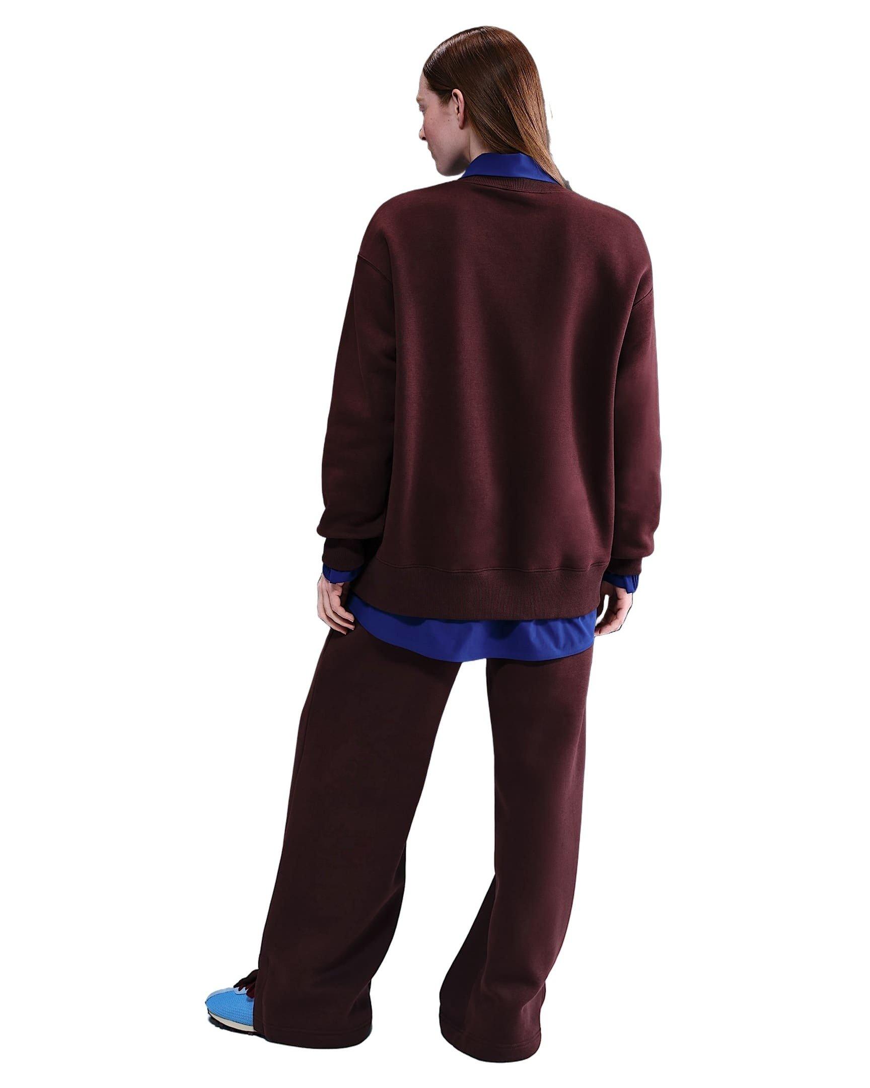 Nike Women's Sportswear Phoenix Fleece Oversized Long-Sleeve Crew-Neck Sweatshirt -Burgundy - BURGUNDY Thumbnail View 5