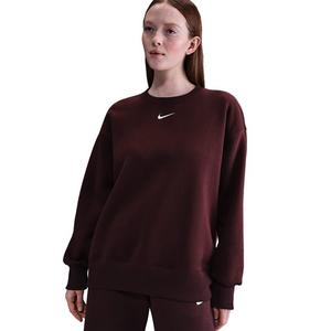 Nike Women's Sportswear Phoenix Fleece Oversized Long-Sleeve Crew-Neck Sweatshirt -Burgundy