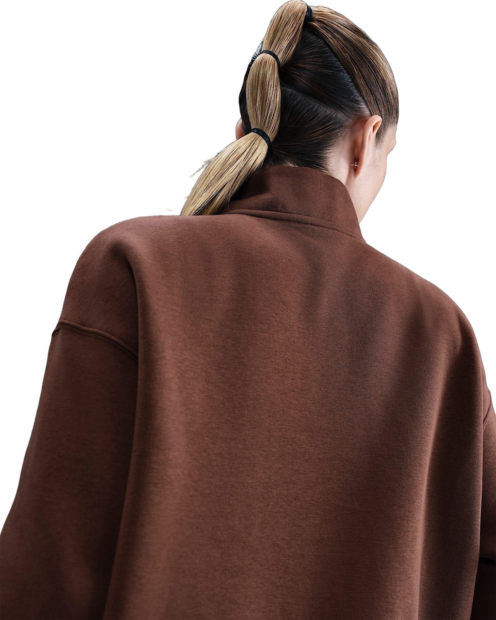 Nike Women's Sportswear Phoenix Fleece Oversized 1/4-Zip Long Sweatshirt -Brown - BROWN Thumbnail View 2