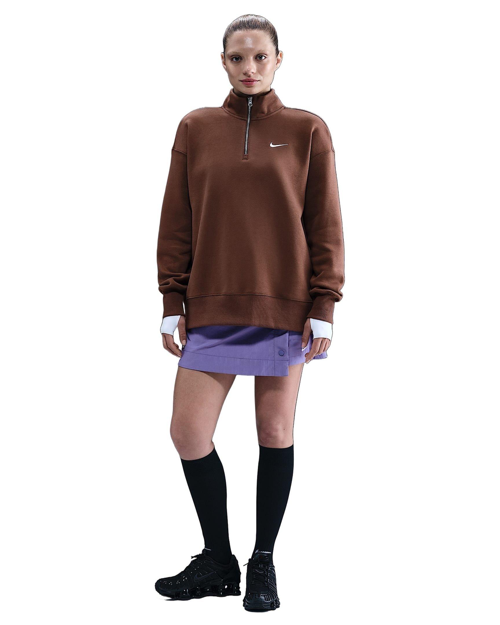 Nike ブラウン 長袖 ウォームアップウェア Nike Sportswear Phoenix Fleece Women's Relaxed Long - Brown