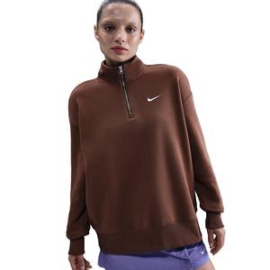 Nike Women's Sportswear Phoenix Fleece Oversized 1/4-Zip Long Sweatshirt -Brown