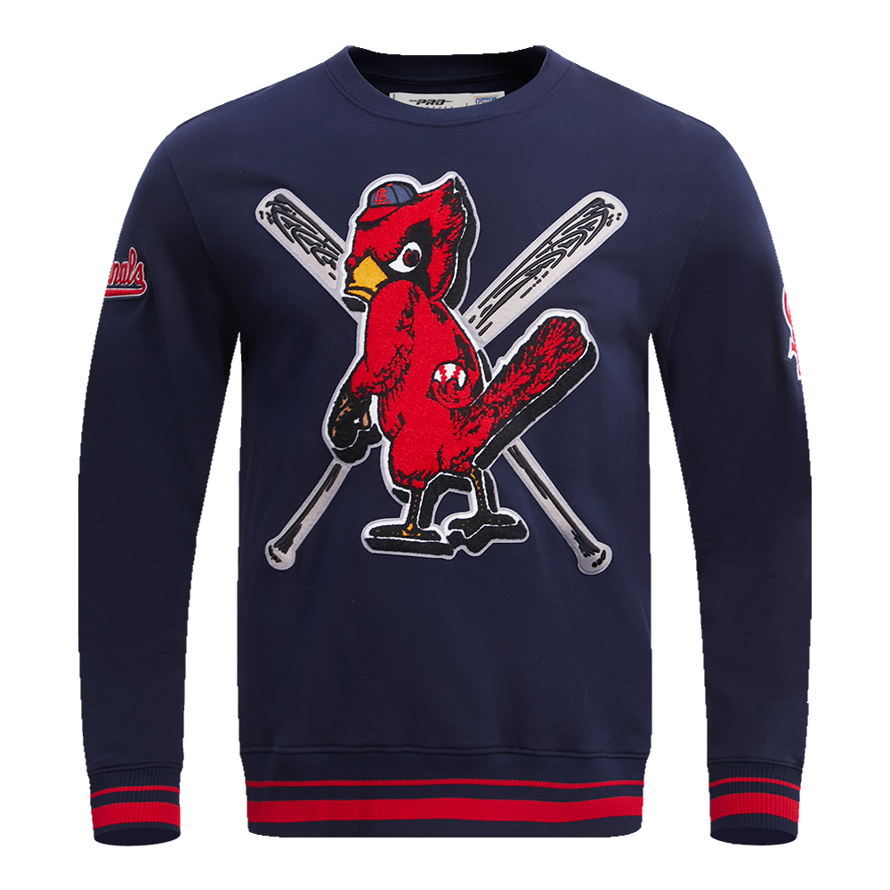Pro Standard Men's MLB St. Louis Cardinals Retro Mashup Rib Crewneck - Navy/Red - NAVY/RED Thumbnail View 1