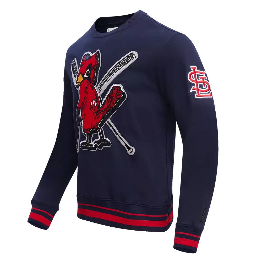 Pro Standard Men's MLB St. Louis Cardinals Retro Mashup Rib Crewneck - Navy/Red - NAVY/RED