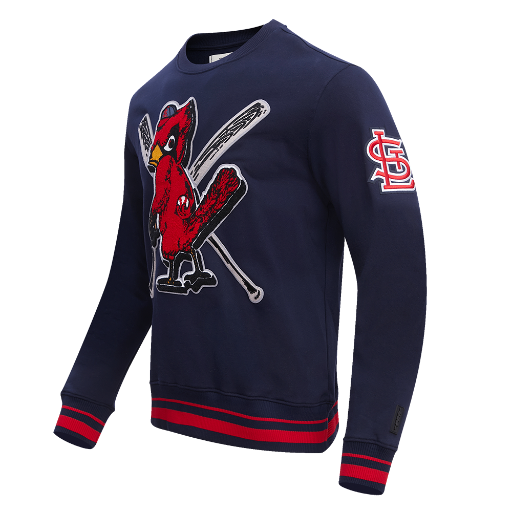 Pro Standard Men's MLB St. Louis Cardinals Retro Mashup Rib Crewneck -Navy/Red - NAVY/RED Thumbnail View 3
