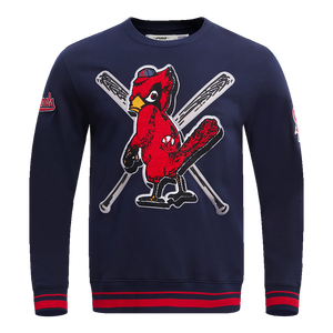Pro Standard Men's MLB St. Louis Cardinals Retro Mashup Rib Crewneck -Navy/Red