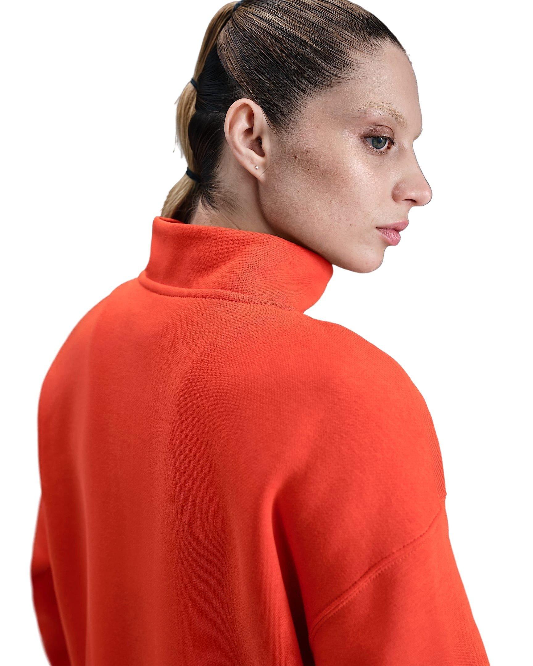 Nike Women's Sportswear Phoenix Fleece Oversized 1/4-Zip Long Sweatshirt -Red - RED Thumbnail View 2