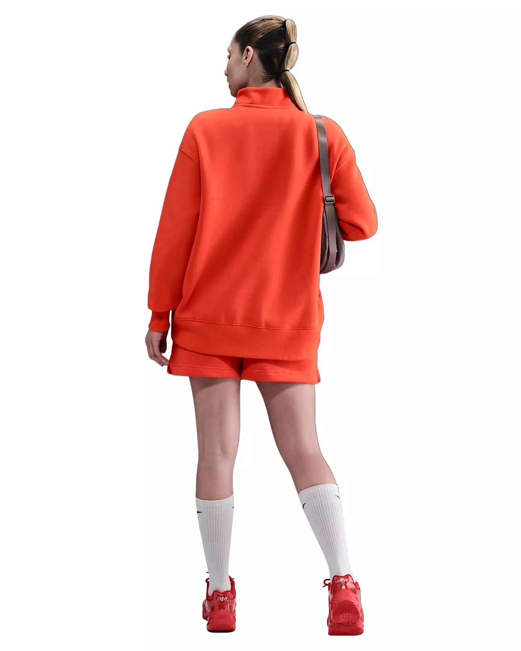 Nike Women's Sportswear Phoenix Fleece Oversized 1/4-Zip Long Sweatshirt -Red - RED