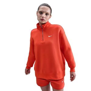 Nike Women's Sportswear Phoenix Fleece Oversized 1/4-Zip Long Sweatshirt -Red