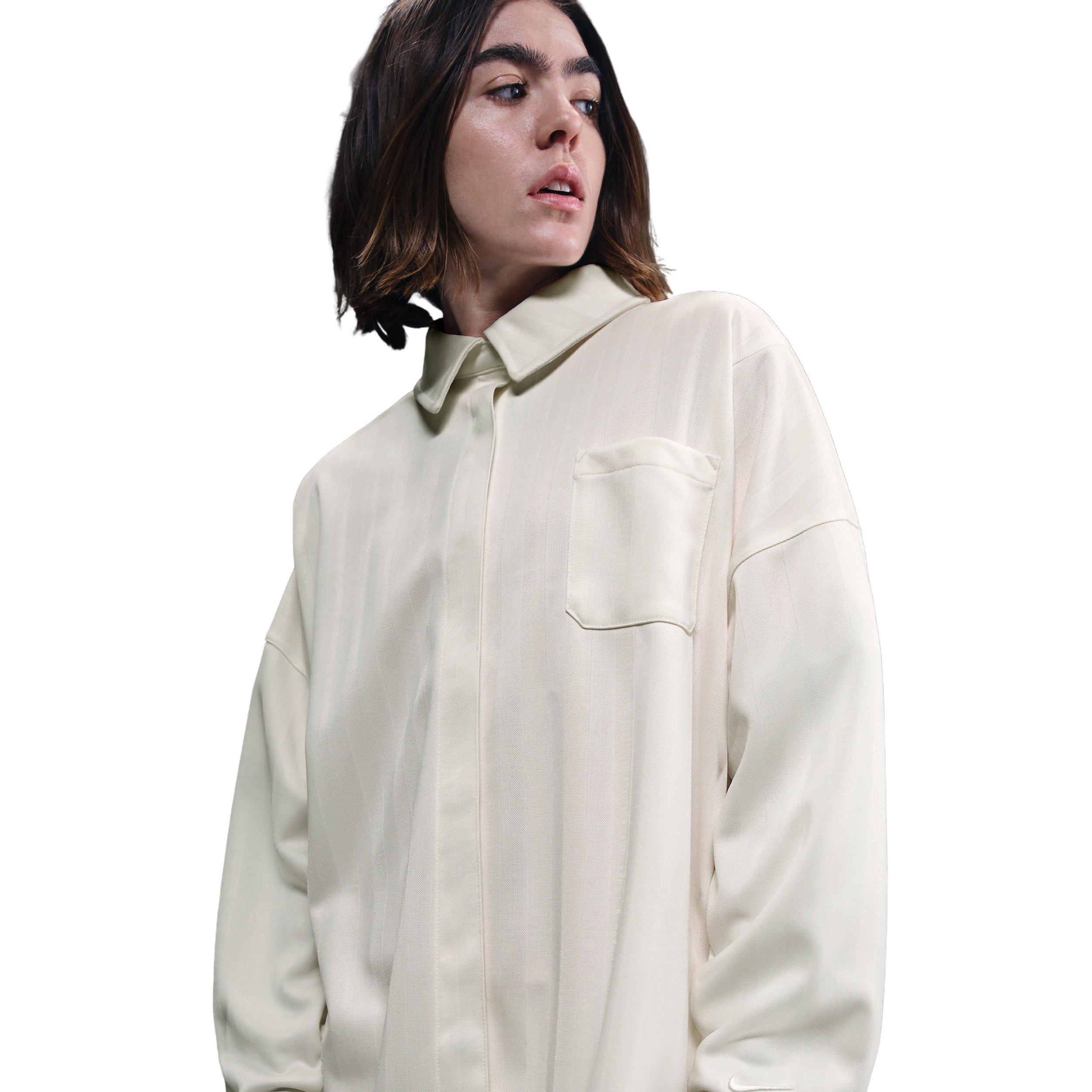 Nike Women's Sportswear Jacquard Stripe Button Down Shirt - Ivory - IVORY Thumbnail View 1