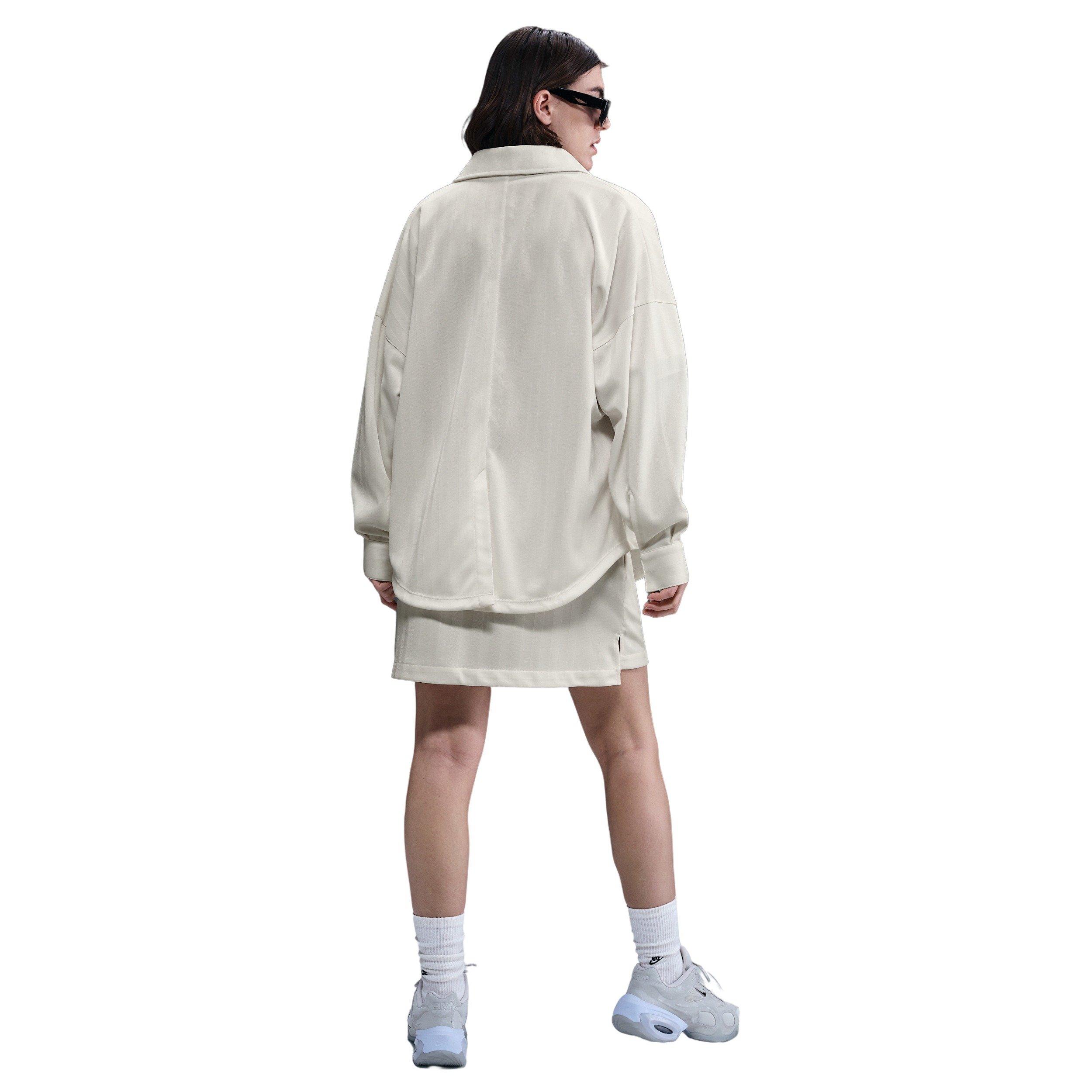 Nike Women's Sportswear Jacquard Stripe Button Down Shirt -Ivory - IVORY Thumbnail View 5