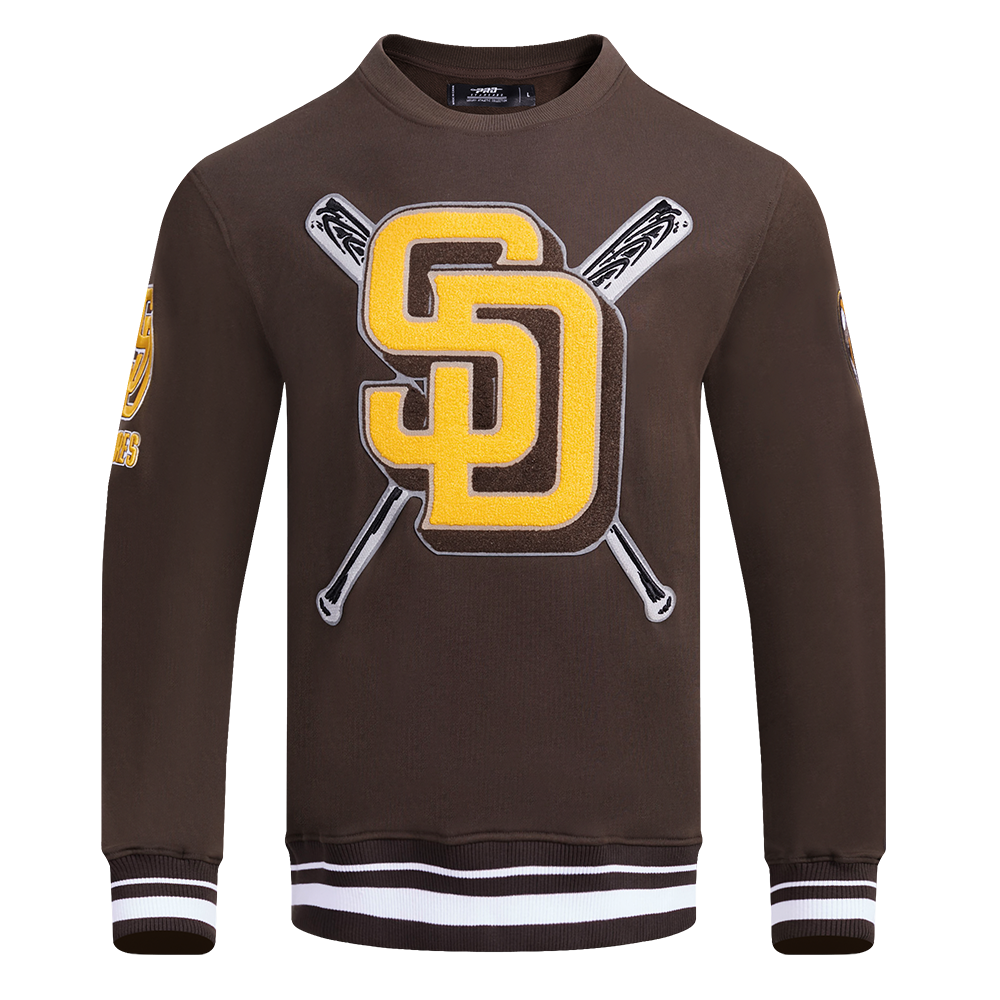 Pro Standard Men's MLB San Diego Padres Mashup Rib Crewneck -Brown - BROWN Thumbnail View 1
